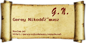 Gerey Nikodémusz névjegykártya